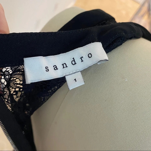 SANDRO Black Lace Bustier Mini Dress Size Small - Picture 6 of 11